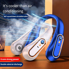 USB Charging Hanging Neck Cooling Fan Digital Display Power Fan
