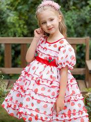Girls Strawberry Princess Tutu Dress Party Beach Outfit