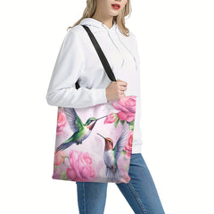 Roses & Hummingbird Printed Shoulder Bag Lightweight & Versatile