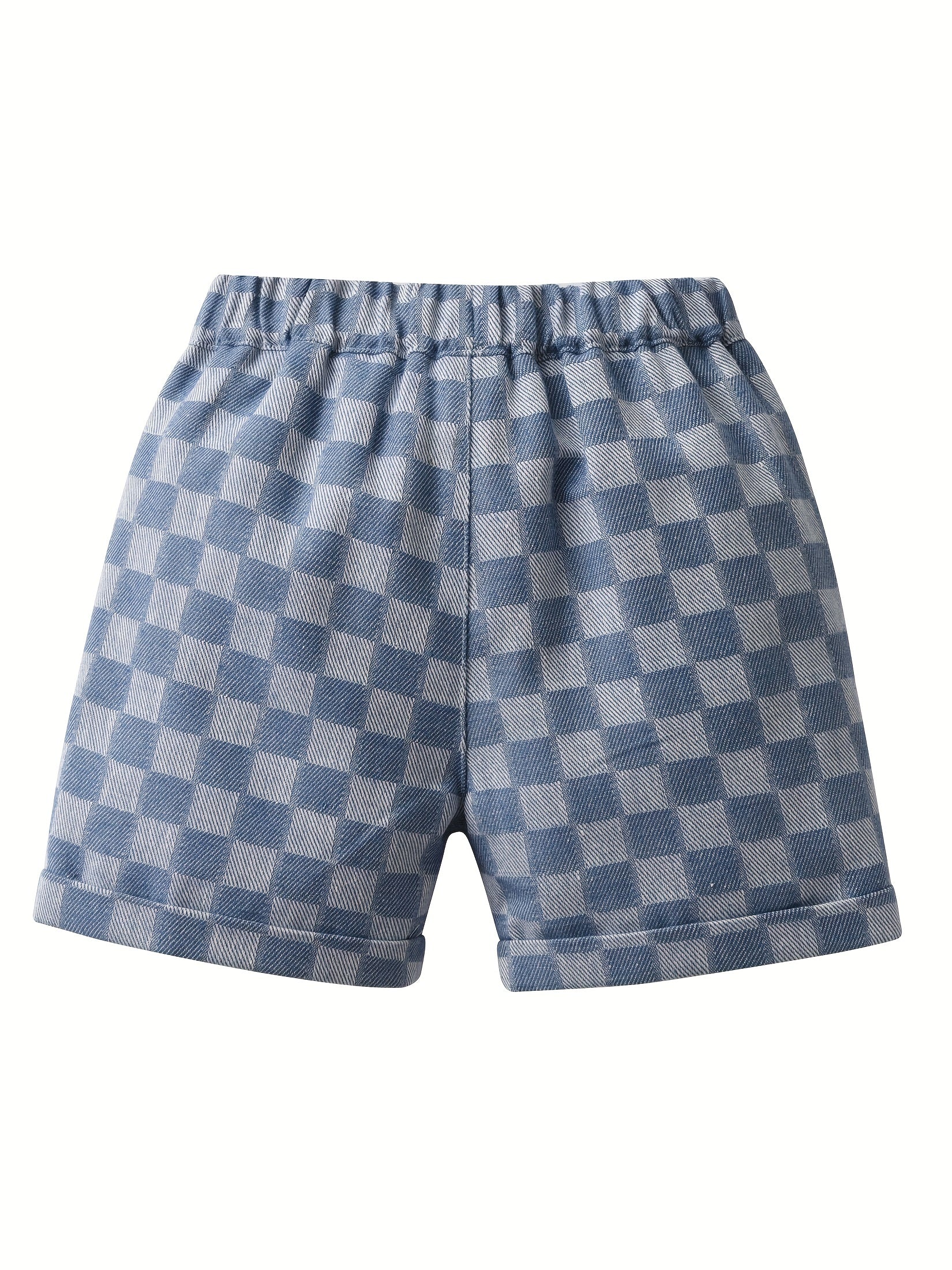 Plaid Print Boys Creative Shorts Casual Quick Dry Stretchable Summer Outdoor