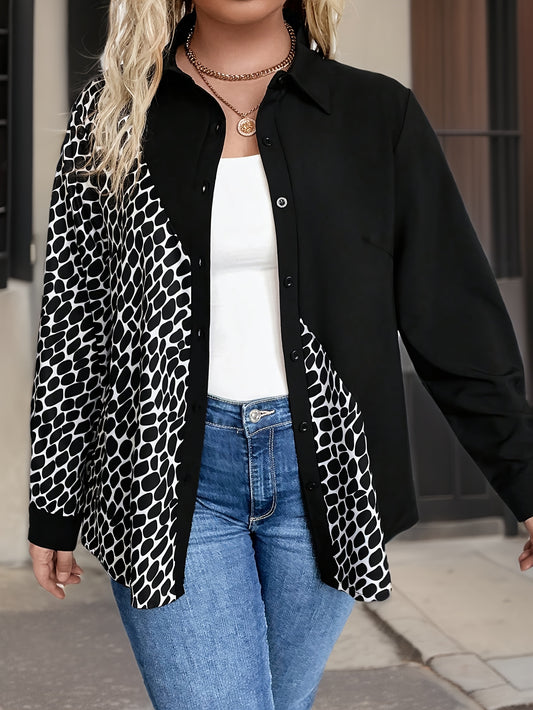  Dalmatian Print Button Up Shirt Top