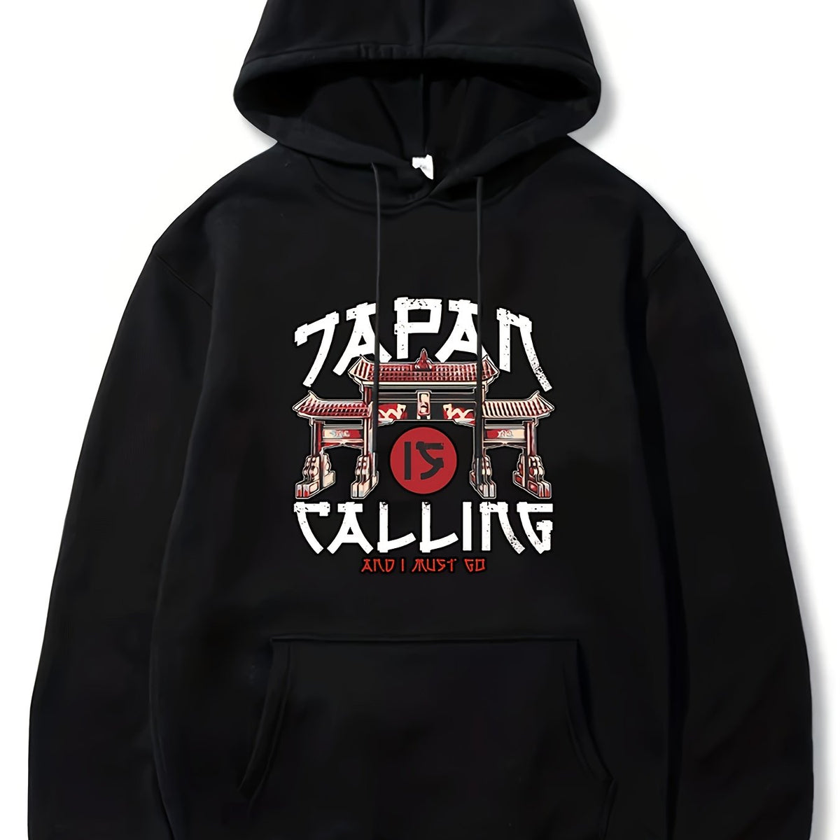 Japanese Architecture Print Men's Hooded Sweatshirt for Autumn Winter
