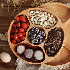 1pc Wooden Plate Cheese Board Five Grids Food Tray Multifunctional Fruit Tray