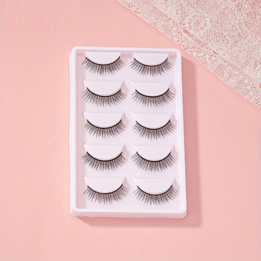 5 Pairs False Eyelashes Criss Cross Curly Makeup Extension Natural Look Lashes