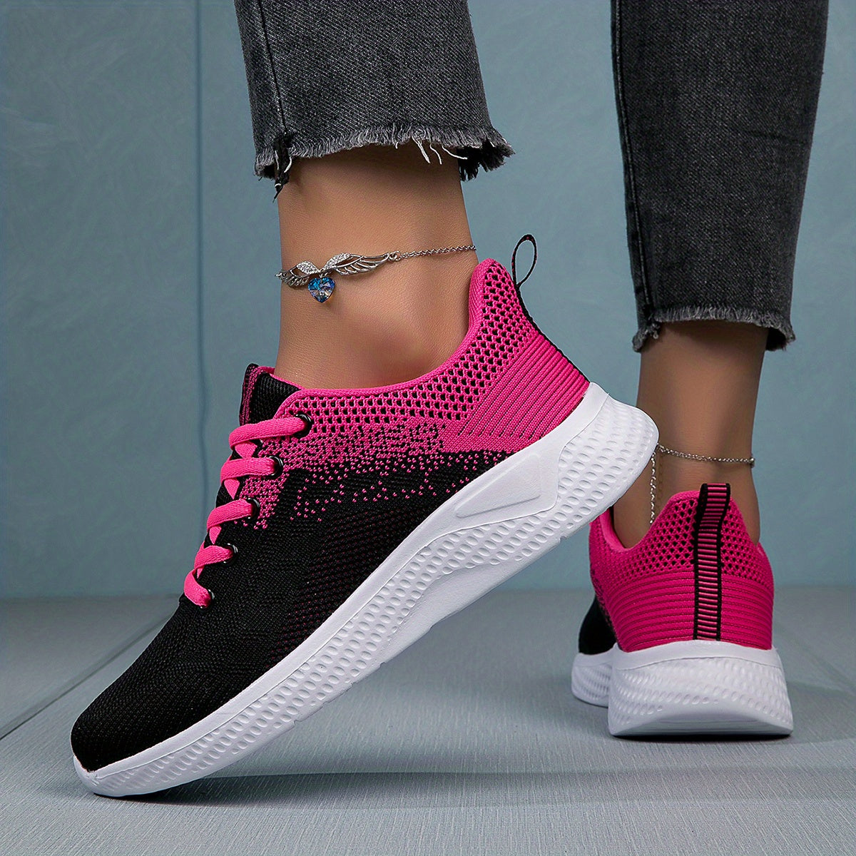 Women's Knitted Sports Shoes Breathable Low Top Running Sneakers