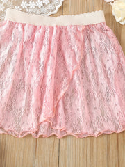 Girls Solid Lace Ballet Skirt for Dance Practice Performance Sports
