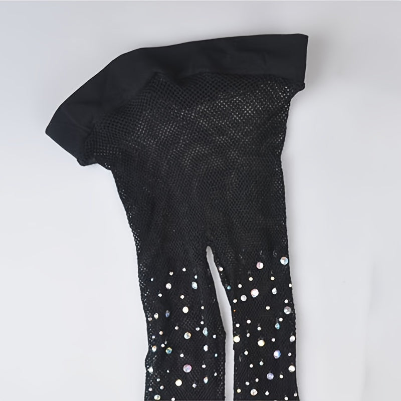 Sexy Rhinestone Fishnet Tights High Waist Footed Pantyhose