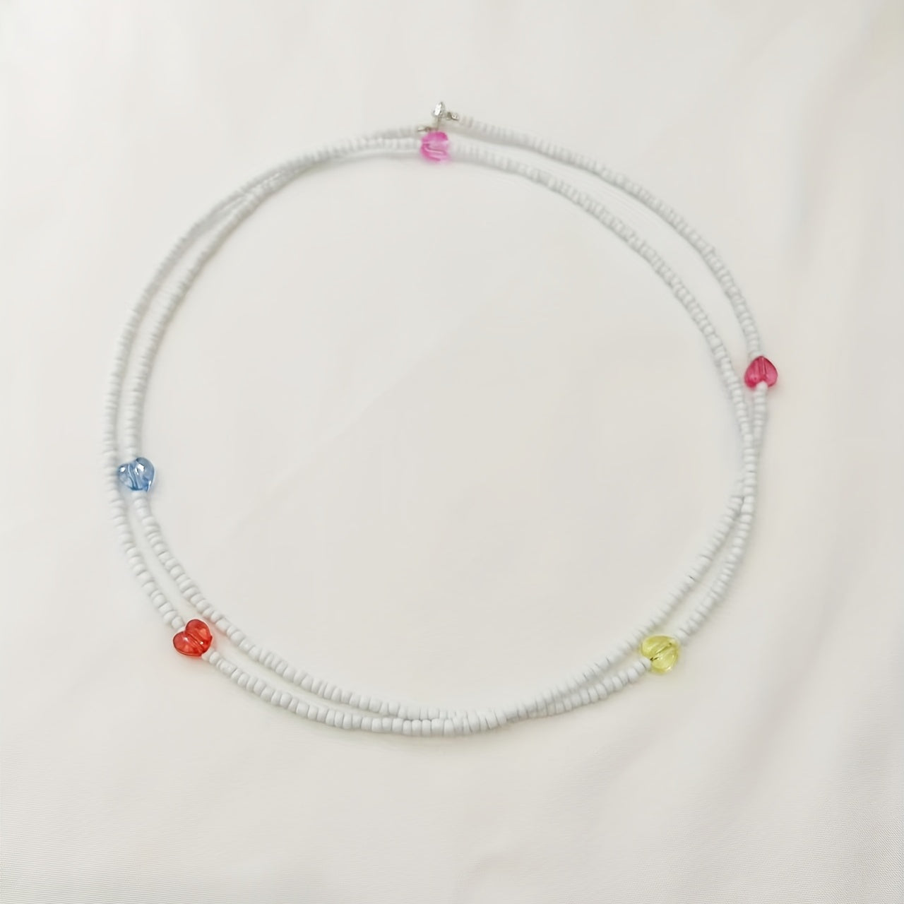 Y2K Pink Heart Beaded Waist Chain Summer Beach Bikini Bell