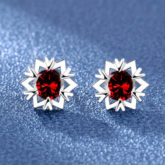 Snowflake Zircon Stud Earrings 18K Plated Wedding Party Jewelry Gift