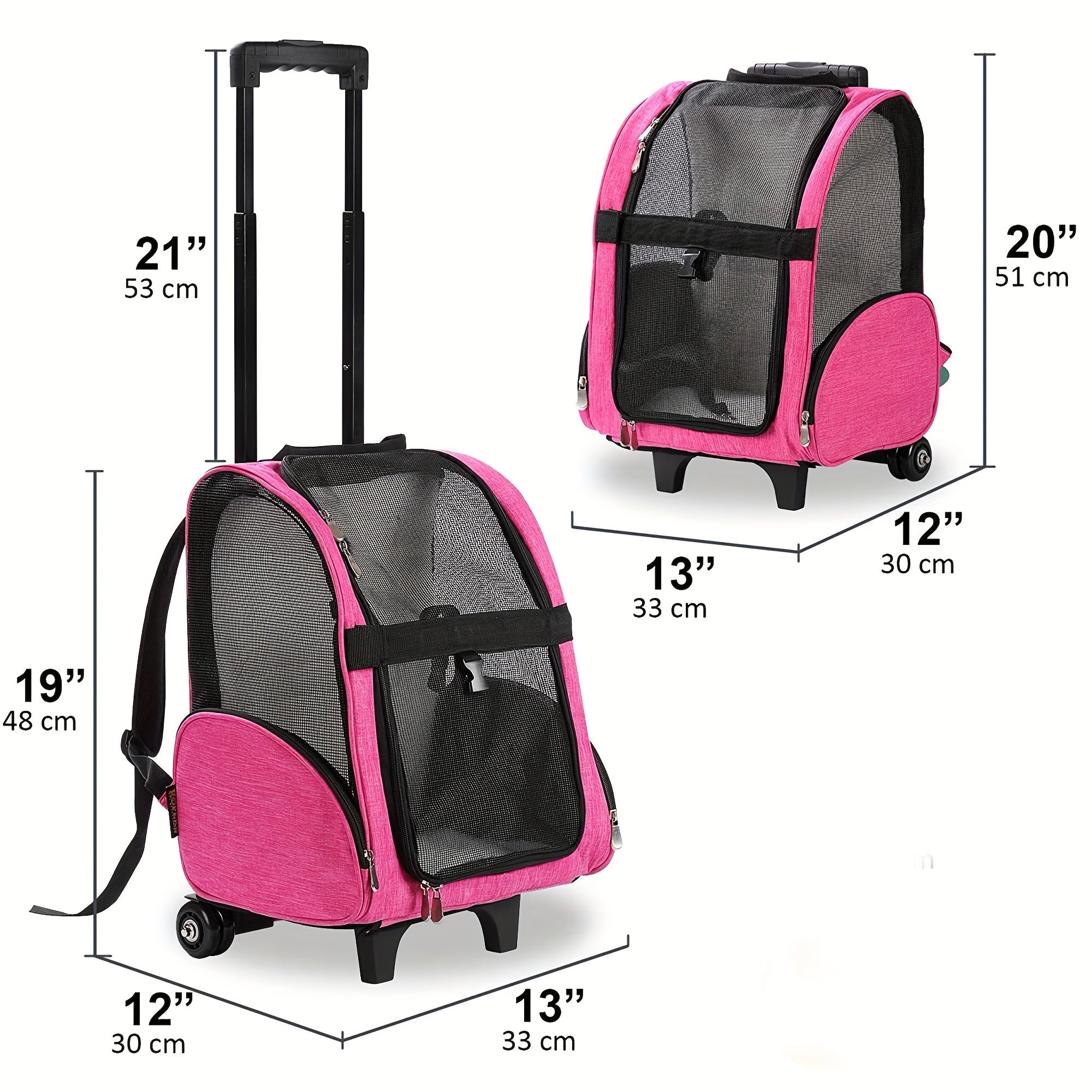 Dog Backpack Pet Travel Carrier with Double Wheels