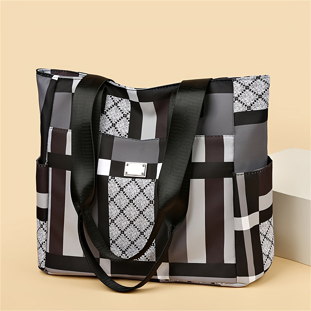 Geometric Tote Bag Large Capacity Lightweight Casual Shoulder Bag