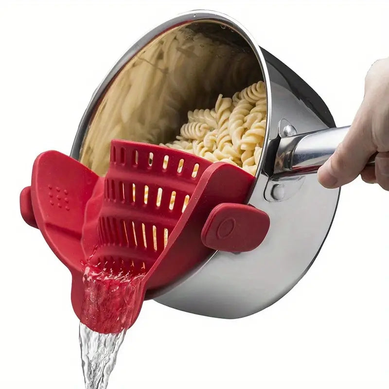 Adjustable Silicone Clip-On Pot Strainer for Pots, Pans, Bowls