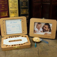 AnAnBaby Keepsake Box Solid Wood Photo Frame with Name Date First Tooth