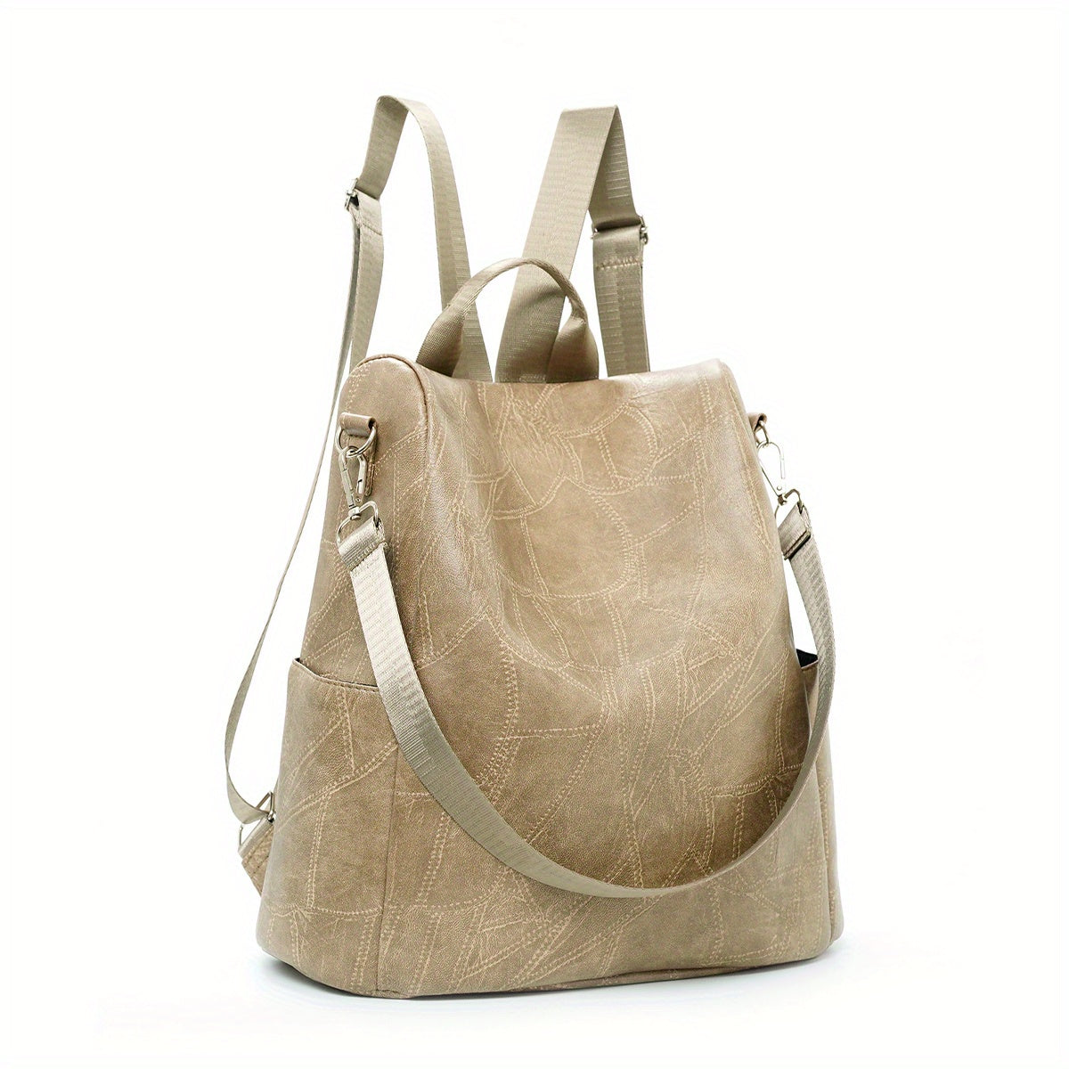 Anti Theft PU Leather Backpack Large Capacity School Travel Bag
