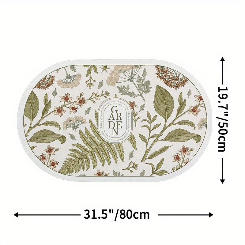 Quick Dry Floral Bath Mat Water Absorbent Non Slip Bathroom Rug