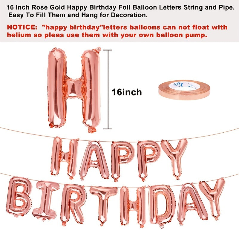 20pcs Rose Golden Birthday Balloon Set - Party Decorations