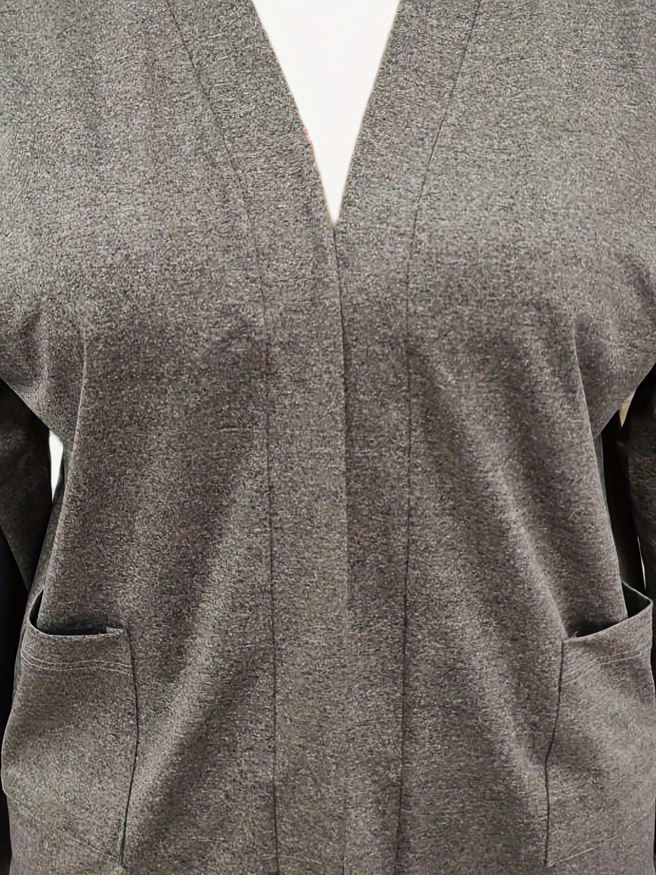  Heathered Long Sleeve Open Front Cardigan With Pockets