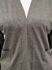  Heathered Long Sleeve Open Front Cardigan With Pockets