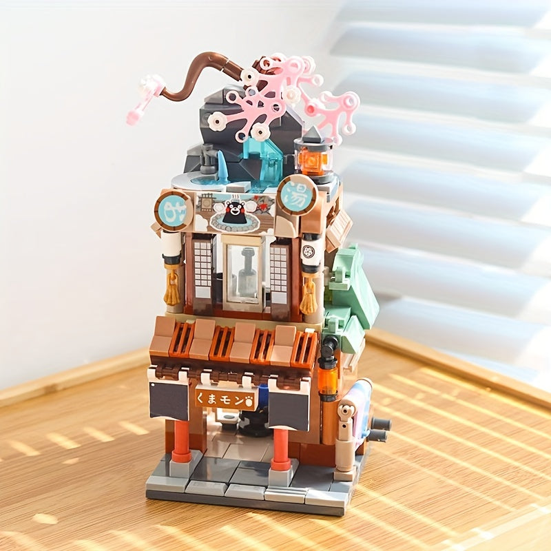 Street View Noodle Sushi Hot Spring Tea House Building Blocks Set