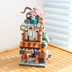 Street View Noodle Sushi Hot Spring Tea House Building Blocks Set
