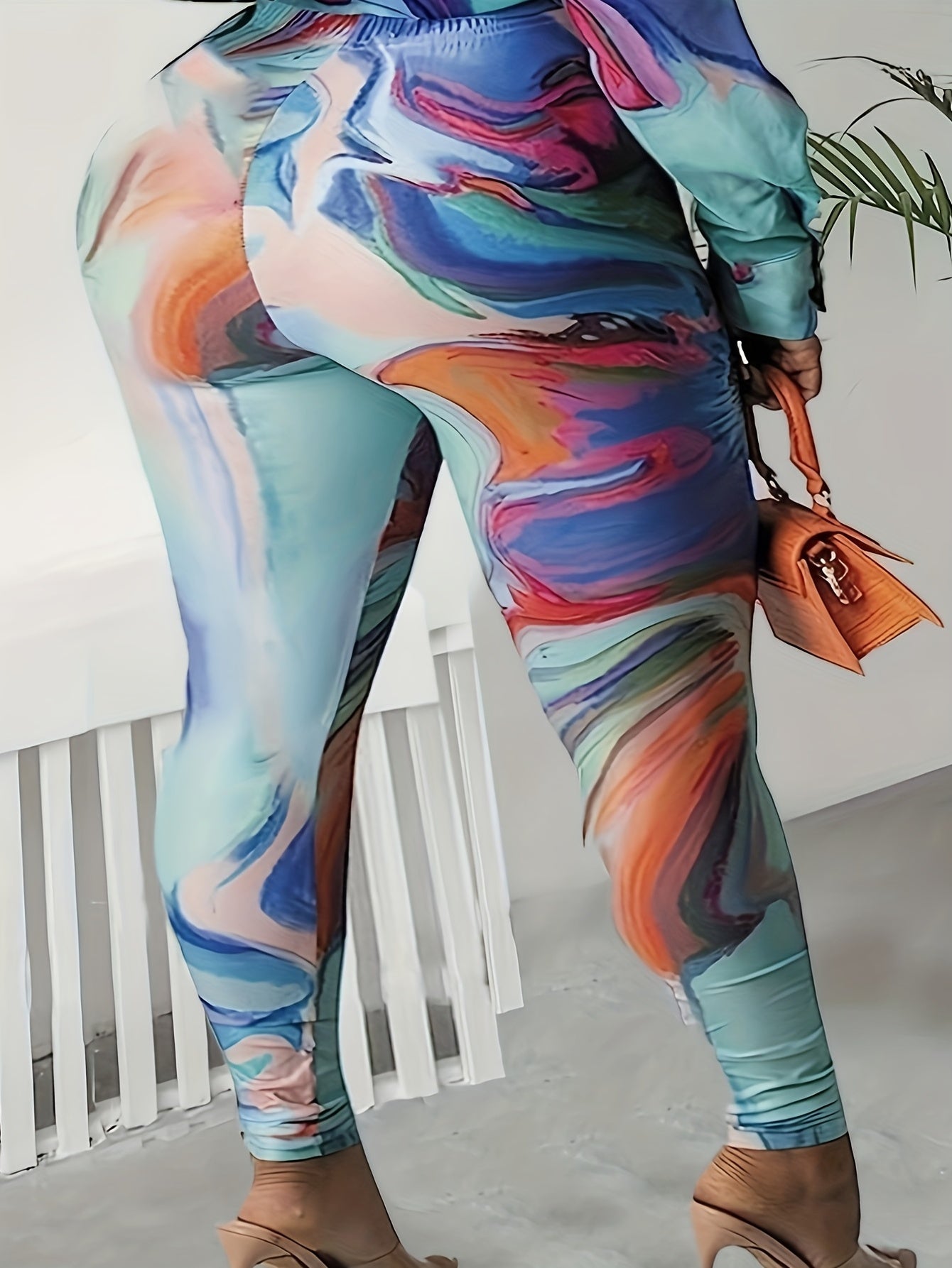 Tie Dye Long Sleeve Blouse & Leggings Set