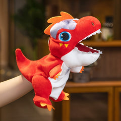 2pcs Dinosaur Hand Puppets Soft Plush T Rex Parent & Child with Expressive Eyes