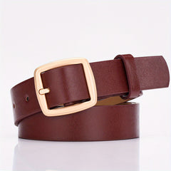Square Buckle Casual Belt Solid PU Belt Waistband Coat Girdle