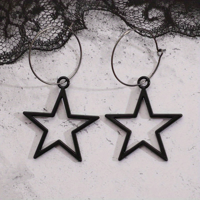 Vintage Goth Moth Skull Dangle Earrings Retro Style