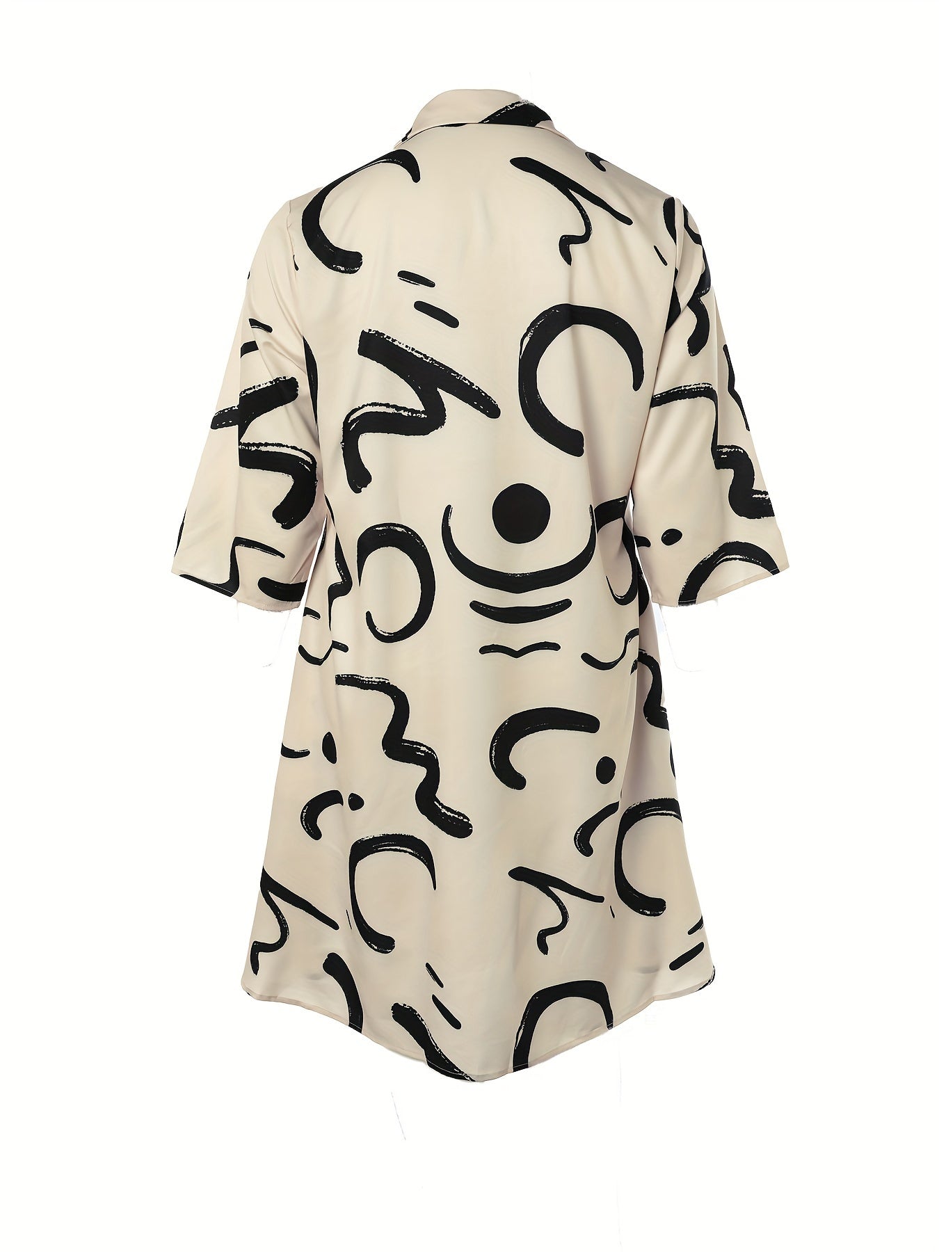  Geometric Print V Neck Midi Dress Women's Plus Slight Stretch