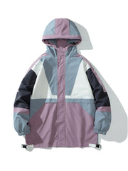 Men's Hooded Windbreaker Jacket Patchwork Contrast