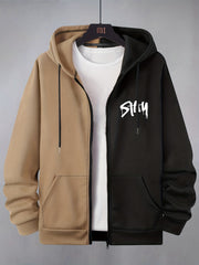 Men's Cartoon Pattern Hoodie Jacket with Zipper