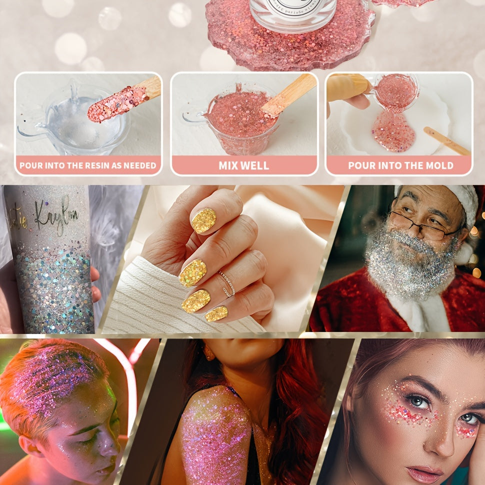 Colorful Large Capacity Body Glitter for Face, Lip, Eye - DIY Nail Accessories