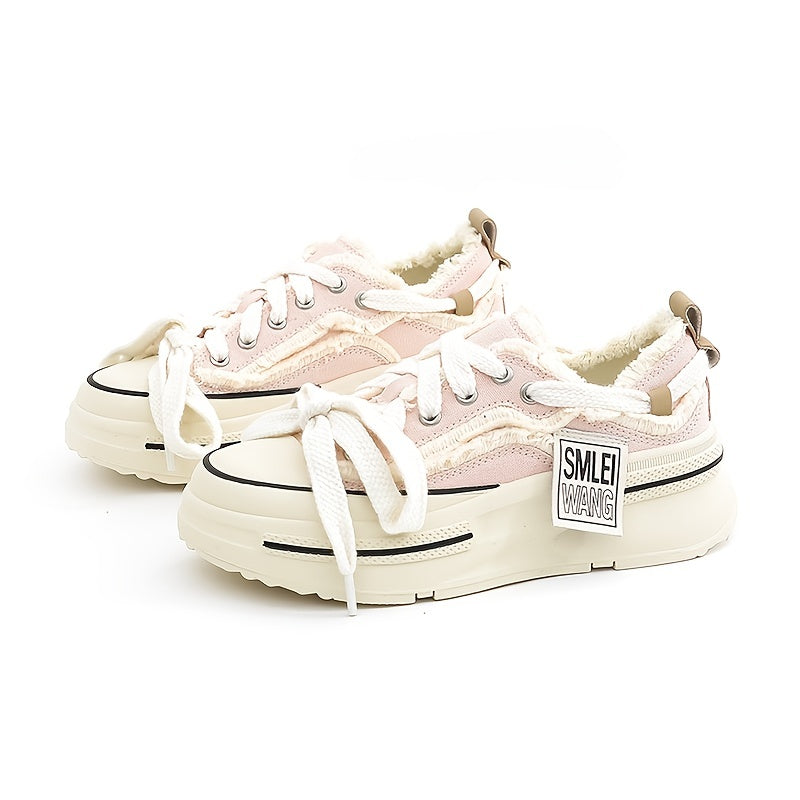 Women's Lace Up Canvas Shoes Casual Heightening Shoes