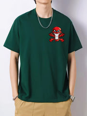 Skull Pattern Print Men's Graphic Crew Neck Active T-shirt