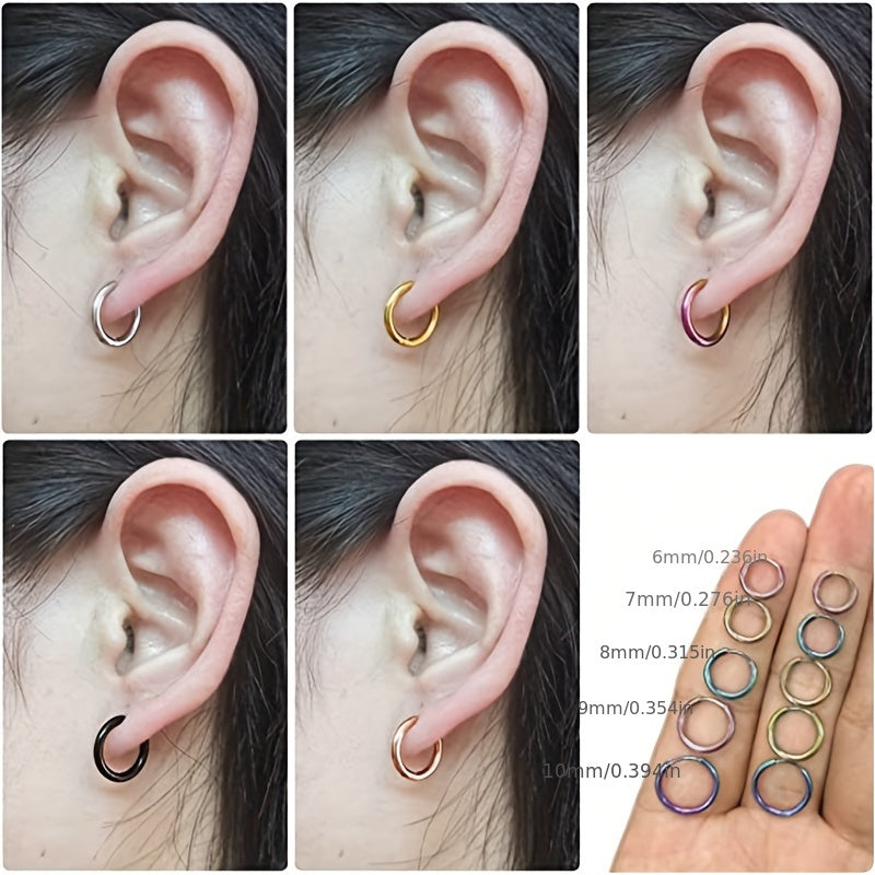 Boho Minimalist Hoop Earrings Stainless Steel 18K Plated Gift