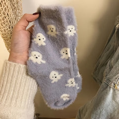 Cartoon Fruit Print Socks Warm Women's Stockings