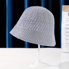 Hollow Crochet Bucket Hat Breathable UV Prot