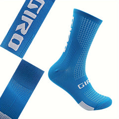 Men's Solid Woven Knit Breathable Crew Socks for Outdoor Activities