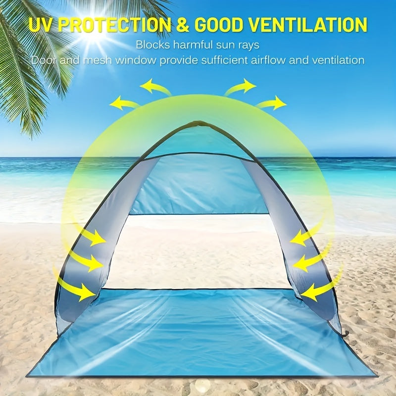 Portable Beach Shade Tent For 2 People Quick Opening Stripe