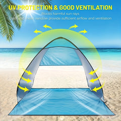 Portable Beach Shade Tent For 2 People Quick Opening Stripe