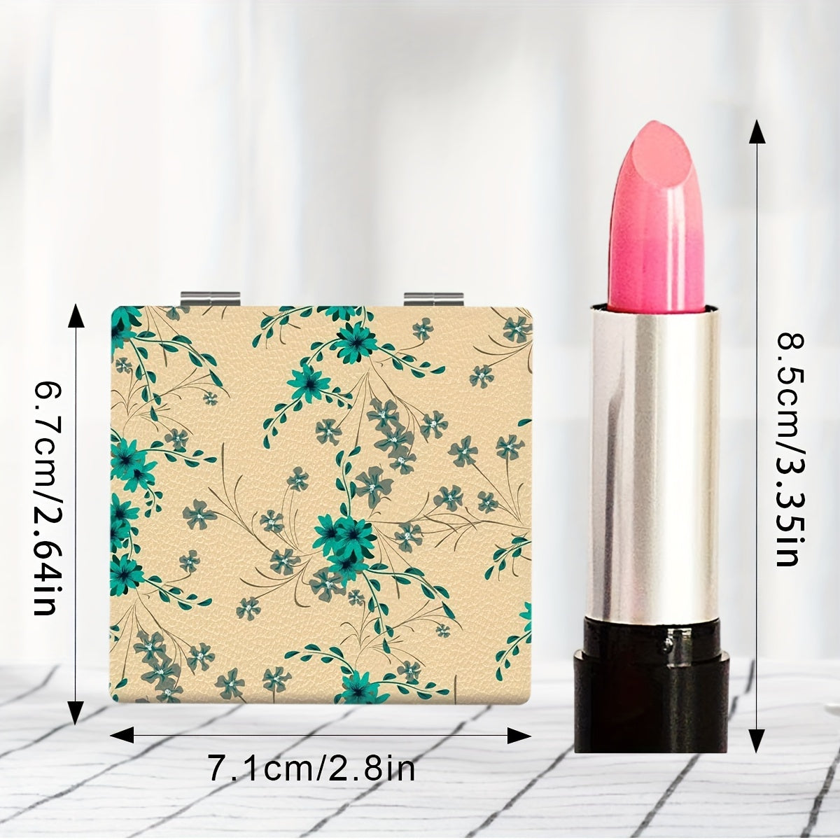 Portable Pocket Makeup Mirror HD Pastoral Style Floral Series Small Mirror
