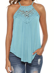Floral Lace Halter Neck Top for Summer Women