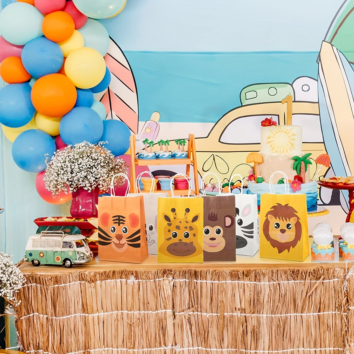 6pcs Animals Candy Bags For Birthday Party - Jungle Theme Goodie Bags
