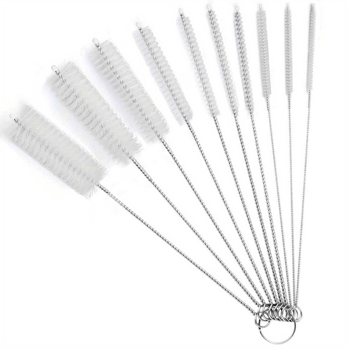 10pcs 25.4cm Nylon Tube Brush Set for Narrow Neck Bottles Cups with Hook