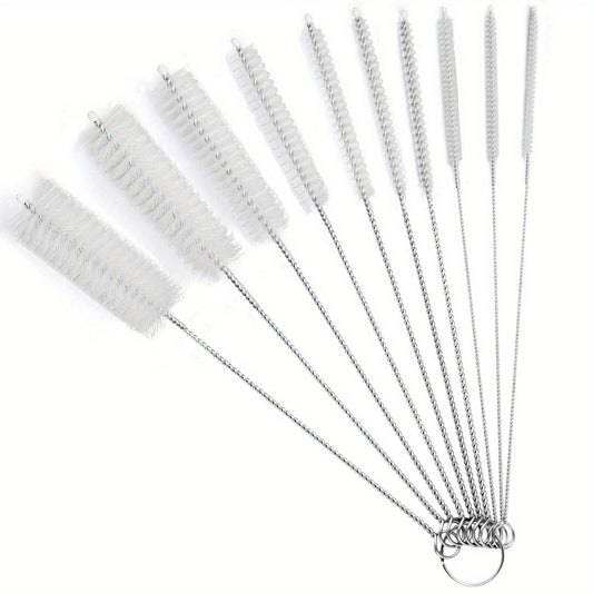 10pcs 25.4cm Nylon Tube Brush Set for Narrow Neck Bottles Cups with Hook