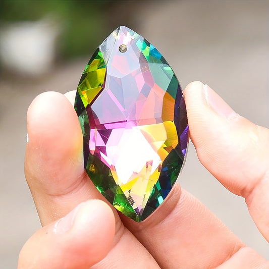 Rainbow Horse Eye Oval Crystal Faceted Prism Glass Charm Curtain Sun Catcher Cha