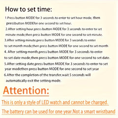 Multifunctional Unisex Digital Watch LED Date Display