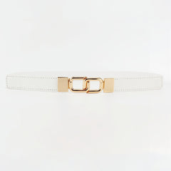 Women's Thin Belt Elastic Band with Metal Golden Buckle
