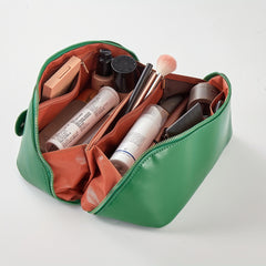 Waterproof PU Leather Travel Cosmetic Bag Large Capacity Makeup Toiletry Bag