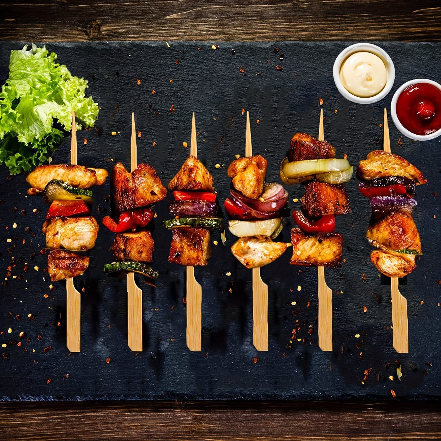 200 Bamboo Skewers Appetizer Toothpicks BBQ Grilling Cocktail Marshmallow Fruit